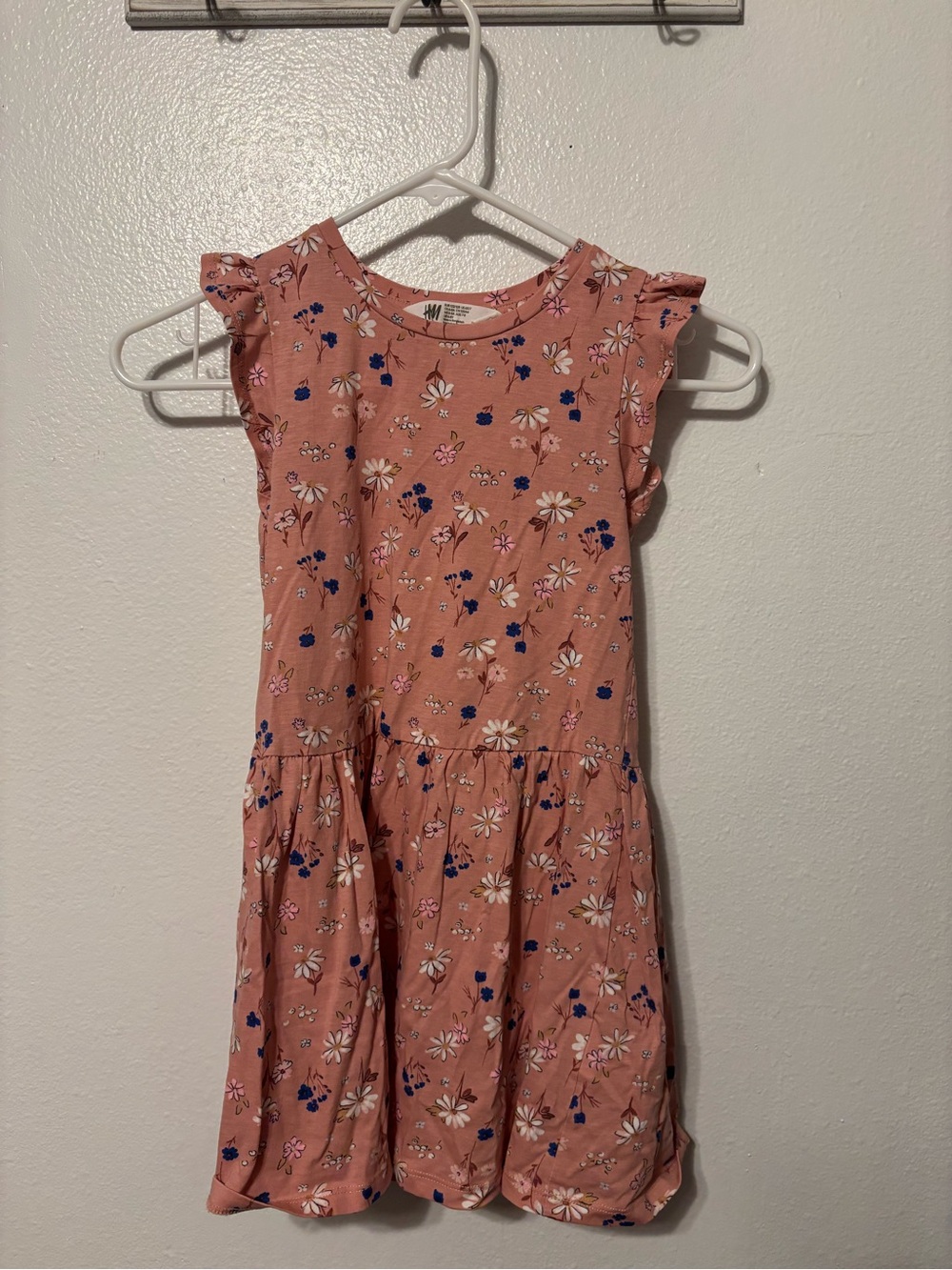 H&M Coral Pink Floral Ruffle-Sleeve Sundress